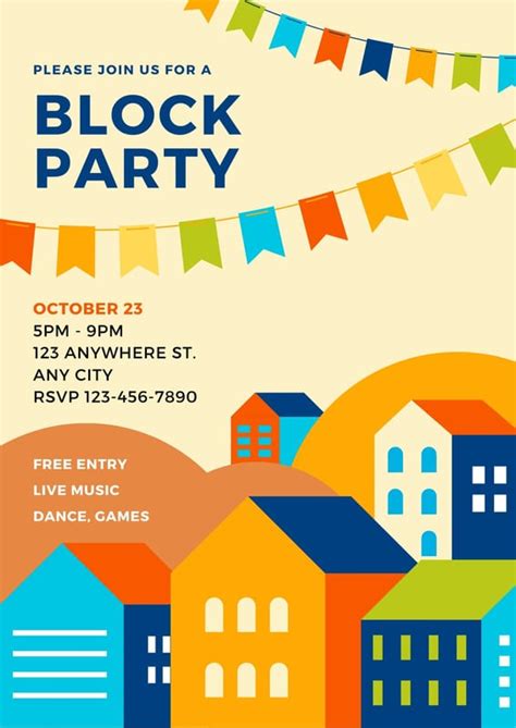 Block Party Template Flyers Free Cards Design Templates