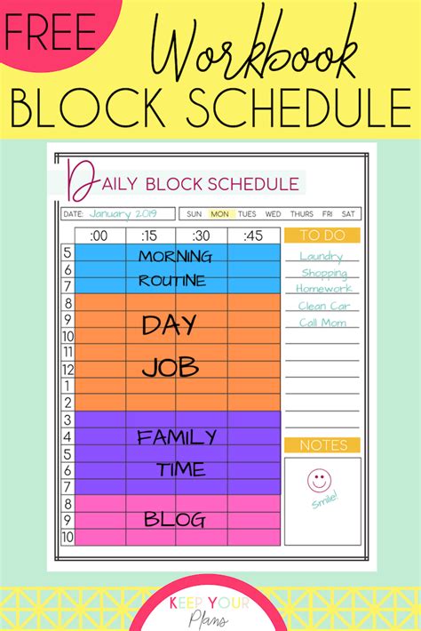 Block Schedule Template Block schedule template, Block scheduling