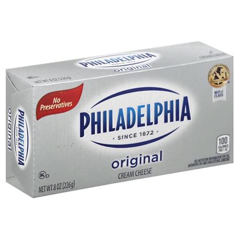 Block philadelphia cream cheese. The Philadelphia cream cheese spread is much softer (and spreadable), while the blocks are more firm and difficult to spread. Once frozen, the texture of both types changes. Since Philadelphia blocks have less moisture (which makes them firmer), that change isn’t as pronounced as in spreads. 