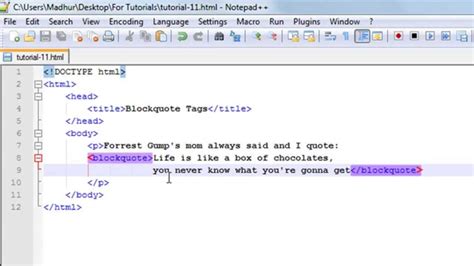 Blockquote html.  See an example of code, the cite attribute, and browser compatibil...