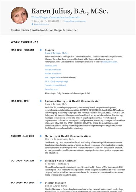Blogger Resume Samples and Templates VisualCV