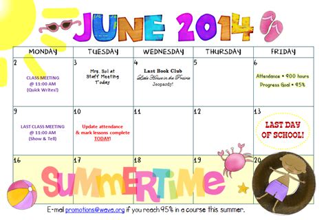 Bloggerific! June Calendar