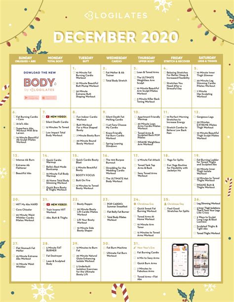 Blogilates December Calendar
