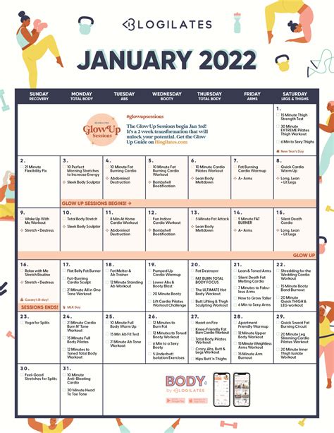 Blogilates January 2022 Calendar