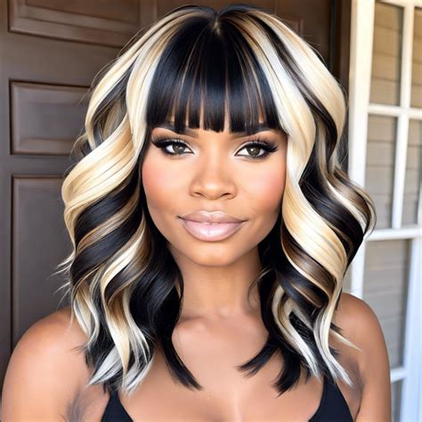 Blonde bangs black hair.  By adding contrast with two complementary colors, . com : Afro Puff ...