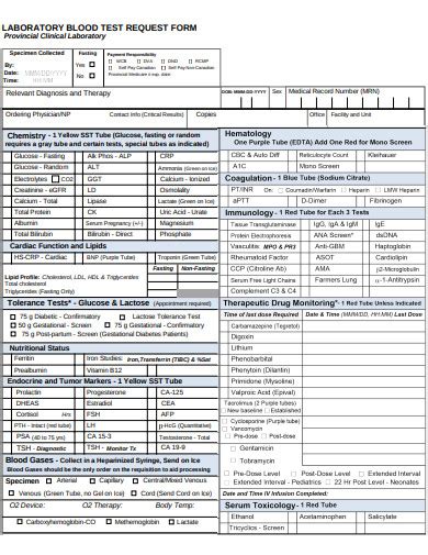 Blood Test Requisition Form