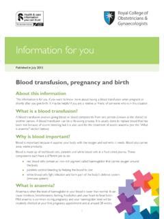 Blood Transfusion, Pregnancy and Birth - RCOG