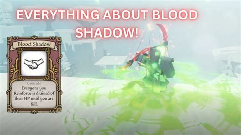 Blood shadow deepwoken. Blood Shadow - Allies you Reinforce are drained of their HP until you are fully healed. Prerequisites: Reinforce, 40 Shadowcast, 40 Fortitude; Shadow Travel [Shadowcast Exclusive] - Teleport to a location in exchange for Ether cost. Certain ranges will require a health sacrifice. 