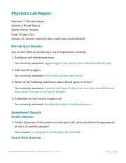 Blood typing experiment lab report.  Includes methods, results, and analysis of simula...