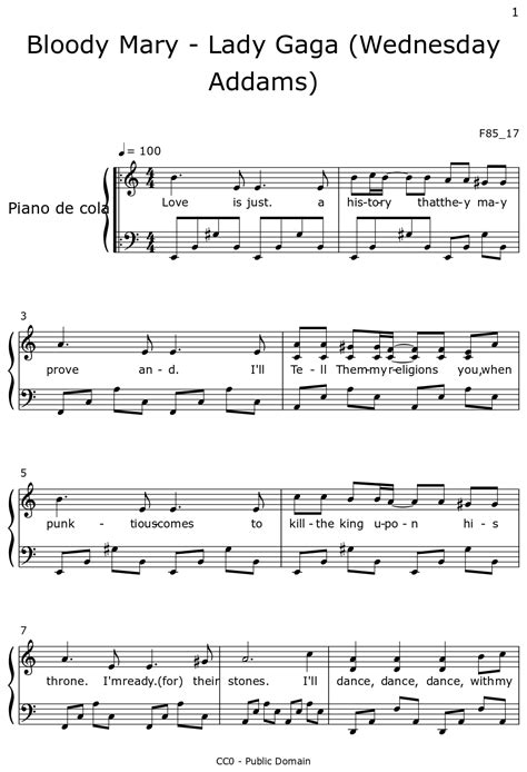 Bloody Mary Lady Gaga (Wednesday Addams) Sheet music for Piano