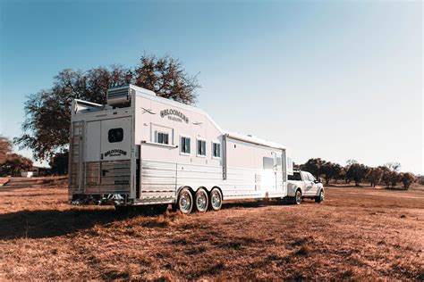 Bloomer trailers. The Yellowstone #BloomerTrailer is looking great in front of Globe Life Field, have you stopped by to visit it during the Official NFR Experience? #OnlyTheBest #WranglerNFR 