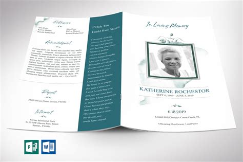 Blossom Funeral Program Word Publisher Template 8 Pg