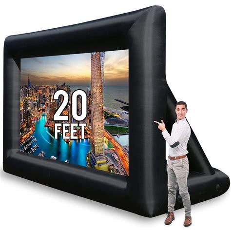 Blow up projector screen outdoor. Buy OZIS 25Ft Inflatable Outdoor and Indoor Movie Projector Screen - Blow up Mega Cinema Theater Projector Screen with 450W Blower - Supports Front and Rear Projection - for Backyard … 