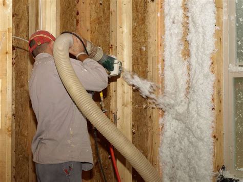 Blown in insulation walls. This is a project the average do it yourself person can do. You can use fiberglass or cellulose. Personally, for filling walls with blown in insulation I prefer cellulose. It will fill the wall cavity better than fiberglass and it has a slightly higher R-Value. Plus, it doesn't itch. On the down side, it can get dusty while filling the wall. 