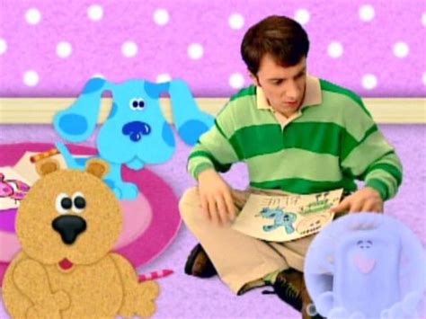 "What Is Blue Trying to Do?" is the nineteenth episode of Blue's Clues from the Season 2. Blue Steve Sidetable Drawer Mailbox Slippery Soap Baby Bear Pidgey Stuff Toy Puppies Stuffed Hippo Stuffed Giraffe Sock Monkey Rubber Duck Toy Girl Doll Stuffed Panda Teddy Bear Tickety (credits only) Mr. Salt (credits only) Mrs. Pepper (credits only) Question: What is Blue trying to do?