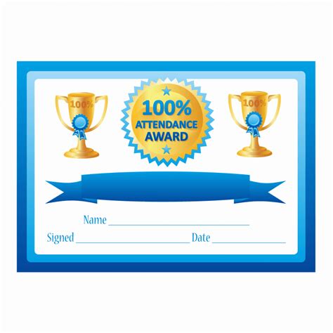 Blue 100 Attendance Certificates For Teachers