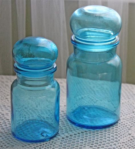 Blue Glass Jars With Lids - Etsy