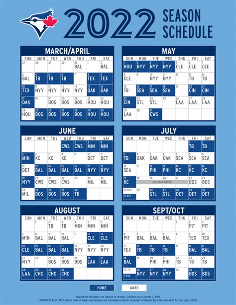 Blue Jays 2022 Schedule Printable