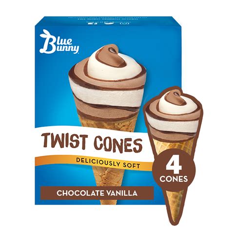 Blue bunny ice cream cones. Bunny Tracks. Vanilla with other natural flavors frozen dairy dessert with fudge and caramel sauces with peanut butter filled bunnies topped with fudge sauce and peanut halves in a sugar cone. Buy Online Find a Store. 