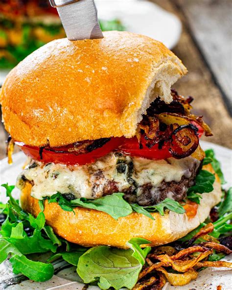 Blue cheese burger. Coarsely ground black pepper (optional) 1. In a small bowl, mash together cream cheese and blue cheese then stir in the onion powder and parsley. Taste and season with salt and pepper. 2. Divide … 