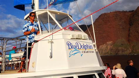 Blue dolphin charters. See the Napali Coast, amazing marine life, and more! Mixed green salad, Pasta salad, Teriyaki chicken, Kalua pig & cabbage, stir-friend veggies and tofu, and rice. Dessert too! Craft beer, wine and our signature Kauai Rum Ginger Mai Tais. The chance to see humpback whales (in season) 