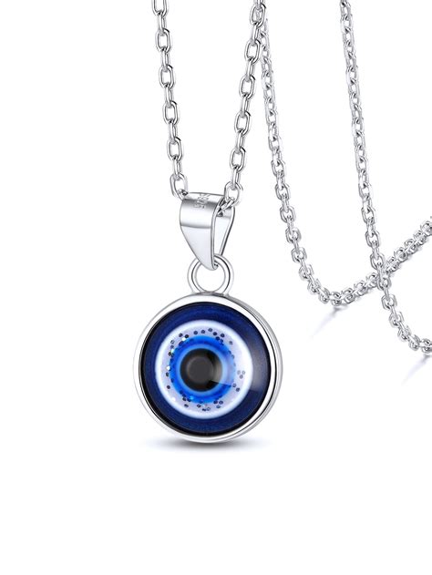 Blue eye necklace silver.  Its substantial 17-gram weight feels solid ...
