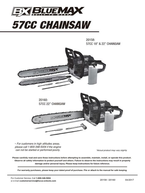 Blue max 57cc chainsaw specs. pdf), Text File (.  Read and save these essential instruct...