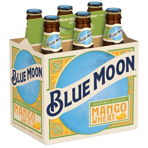 Blue moon mango wheat. Full of ripe mango and hints of honey, Blue Moon Mango Wheat Beer provides a light amount of wheat and biscuity malt sweetness. With 5.4% ABV, this mango beer has a light to medium body and a ripe, balanced aroma. Plus, this light fruity beer boasts a balanced and slightly clover honey sweetness. Share this craft beer with friends when you need ... 