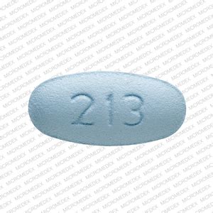 Blue oval pill 213 1g. Enter the imprint code that appears on the pill. Example: L484; Select the the pill color (optional). Select the shape (optional). Alternatively, search by drug name or NDC code using the fields above. Tip: Search for the imprint first, then refine by color and/or shape if you have too many results. 