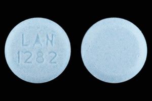 Blue pill lan 1282. Product Code 0527-1282. Dicyclomine Hydrochloride by Lannett Company, Inc. is a blue rou tablet about 7 mm in size, imprinted with lan;1282. The product is a human prescription drug with active ingredient (s) dicyclomine hydrochloride. 