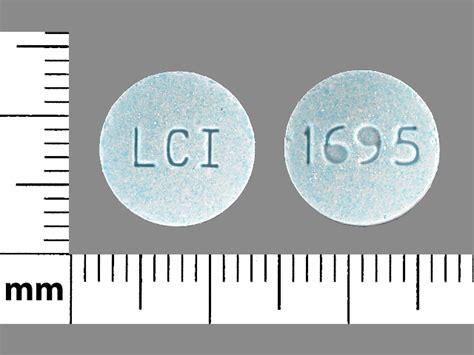 Blue pill lci 1695. Enter the imprint code that appears on the pill. Example: L484 Select the the pill color (optional). Select the shape (optional). Alternatively, search by drug name or NDC code using the fields above.; Tip: Search for the imprint first, then refine by color and/or shape if you have too many results. 