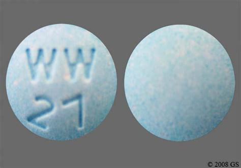 Blue pill ww 21. Enter the imprint code that appears on the pill. Example: L484 Select the the pill color (optional). Select the shape (optional). Alternatively, search by drug name or NDC code using the fields above.; Tip: Search for the imprint first, then refine by color and/or shape if you have too many results. 