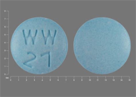 Blue pill ww 27. Enter the imprint code that appears on the pill. Example: L484 Select the the pill color (optional). Select the shape (optional). Alternatively, search by drug name or NDC code using the fields above.; Tip: Search for the imprint first, then refine by color and/or shape if you have too many results. 