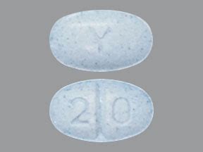 Blue pill y20. Enter the imprint code that appears on the pill. Example: L484; Select the the pill color (optional). Select the shape (optional). Alternatively, search by drug name or NDC code using the fields above. Tip: Search for the imprint first, then refine by color and/or shape if you have too many results. 