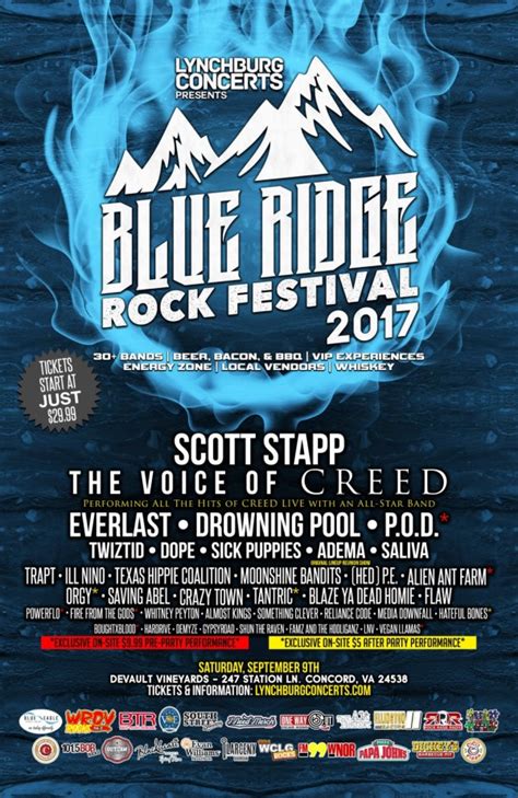 Blue ridge rock fest. Blue Ridge Rock Festival 2023 has finally revealed its full lineup. The Virginia rock and metal fest taking place this September will feature Slipknot, Pantera, Danzig, Five Finger Death Punch, Staind, Limp Bizkit, and Shinedown alongside hip-hop acts like Flo Rida, 2 Chainz, Three 6 Mafia, Insane Clown … 