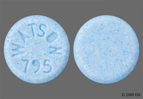 Blue round pill watson 795. Enter the imprint code that appears on the pill. Example: L484 Select the the pill color (optional). Select the shape (optional). Alternatively, search by drug name or NDC code using the fields above.; Tip: Search for the imprint first, then refine by color and/or shape if you have too many results. 
