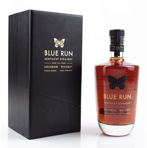 Blue run bourbon. Hand bottled in Bardstown, KY by Blue Run Spirits, LLC. Blue Run Spirits is the bold and distinctive Kentucky Bourbon for bold and distinctive whiskey drinkers. Steeped in heritage. Impeccably crafted. Aged to perfection. This is the future of bourbon. Blue Run 14 Year Old Bourbon is aged 14 years and bottle at 113 proof. 