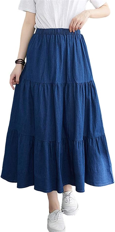 Long Denim Skirts for Women Maxi Paperbag High Waist Frayed Raw Hem A line Flare Jean Skirt with Pockets. 425. 100+ bought in past month. $3699. Save 5% with coupon (some sizes/colors) FREE delivery Fri, Sep 29. Or fastest delivery Thu, Sep 28.. 