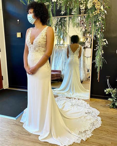 Blue sky bridal. We are in love with both of these new arrivals by Jane Hill - Bridal 🤍 Strapless & Plunge, Size 8, New, $3800, originally $4750 #blueskybridal #seattlebride #modernbride #weddingpearls. Like. Comment. Share. Blue Sky Bridal 
