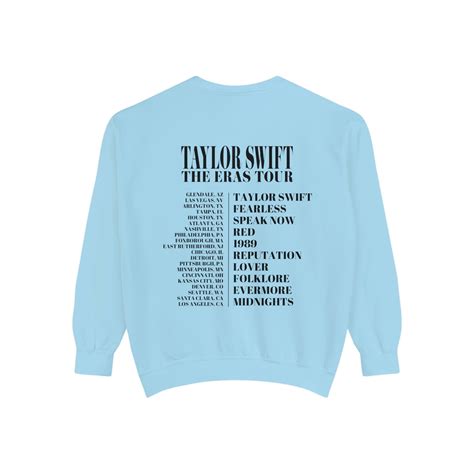 Blue taylor swift eras tour crewneck. The Amplifier Playlist. Listen on Spotify. “The Best of Taylor Swift’s Eras Tour Openers” track list. Track 1: Haim, “The Steps”. Track 2: beabadoobee, “Care”. Track 3: Muna ... 