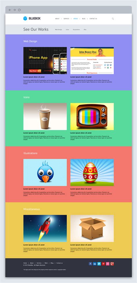 BlueBox Flat Website PSD Templates Design Free PSD Files, Graphic