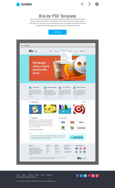 BlueBox Flat Website PSD Templates Design Graphicsfuel