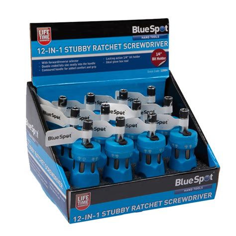 BlueSpot 12 in 1 Stubby Reversible Ratchet Screwdriver