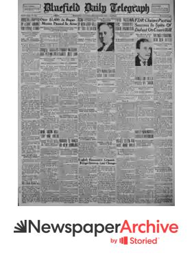 Bluefield daily telegraph archives.  Va. org.  Bluefield Daily Telegraph was published in...