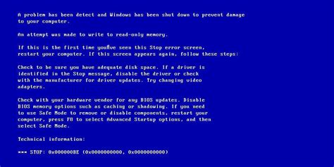 Bluescreen an attempt was made to write on read only memory