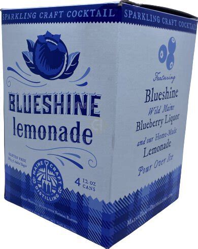 Our Blueshine Lemonade features Maine Craft Distilling’s BLUESHINE Wild Maine Blueberry Liquor and Maine Craft’s Home-Made Lemonade. Gluten FreeABV: 7%. 