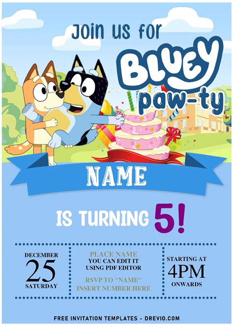 Bluey Invitation Template Free