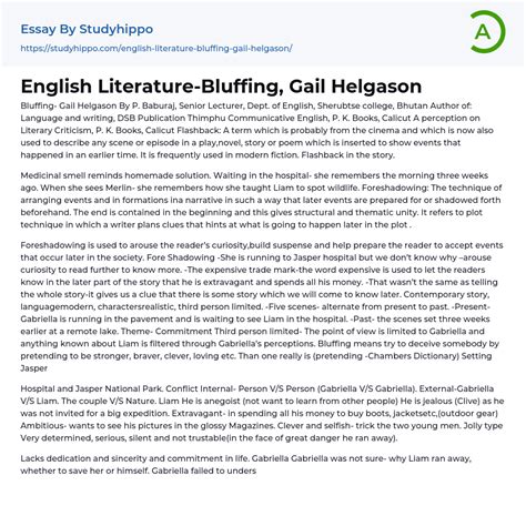 Bluffing By Gail Helgason Summary - 621 Words Bartleby