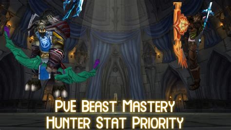 Stat Priority. Stats are fundamental in shaping character abilities and gameplay in World of Warcraft. Present in most equipment, enhancements, and consumables, these attributes can notably boost Beast Mastery Hunters prowess in RBG confrontations. The key stats to concentrate on are: Versatility; Haste; Mastery; Critical Strike; In addition, items …. 
