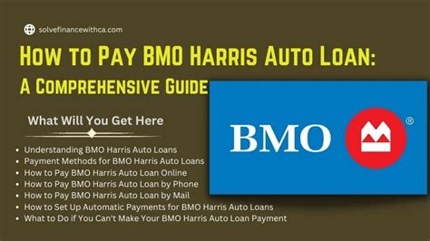 Bmo harris auto loan payment. 1. For a Personal line of credit, the annual percentage rate (APR) depends on the state of residence, credit limit amount, collateral, and credit qualifications. For a Personal Line of Credit, the annual percentage rate (APR) is a variable rate based on The Wall Street Journal ® Prime Rate ( 8.50% on October 2, 2023) plus a margin of 8.25%. 